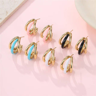 18K Stainless Steel Tarnish Free Enamel Hoop-Earrings-JOSSLYN by wall to wall-40E510-The Twisted Chandelier