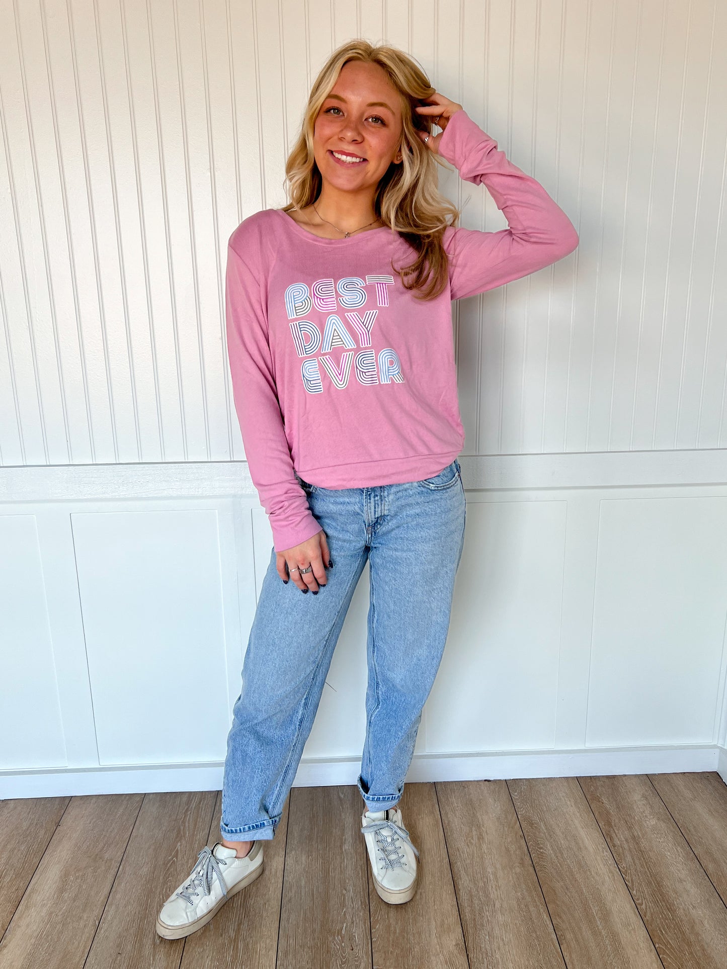 Hello Mello Best Day Ever Lounge Sweater-Loungewear-HELLO MELLO-$25 & Under Sale,05/15/24,1st md,Bin a6,JAN2022-The Twisted Chandelier