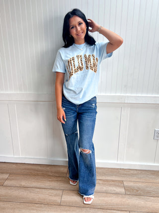 Maisie Leopard Adult Chambray Comfort Colors Tee-Girlie Girl Originals-FD 05/14/26,LM-LP-1000,Tops Collection-The Twisted Chandelier
