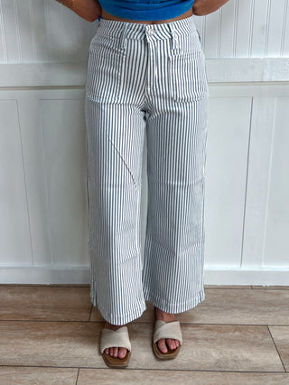 Hollis High Rise Patch Pocket Crop Striped Wide Leg Jeans-Pants-Lovervet by VERVET-bottoms,LV2292STR-The Twisted Chandelier