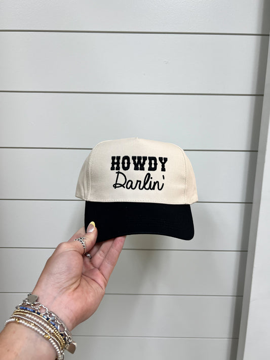 Western Howdy Darlin Embroidery Baseball Cap-David And Young-fd 08/08/25-The Twisted Chandelier