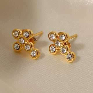 18K Stainless Steel Tarnish Free Stud Earrings-JOSSLYN by wall to wall-40E470-Crystal-The Twisted Chandelier