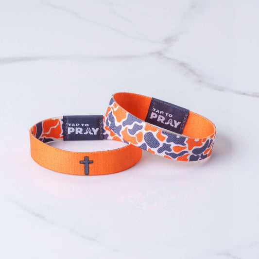 Tap To Pray™ Wristbands - Team Camo - Orange & Grey-Versible-The Twisted Chandelier