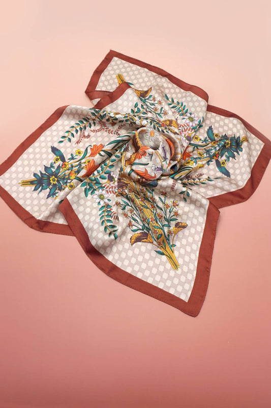 Large Floral Print Bandana Scarf-JOSSLYN by wall to wall-40SC697-Brown-The Twisted Chandelier