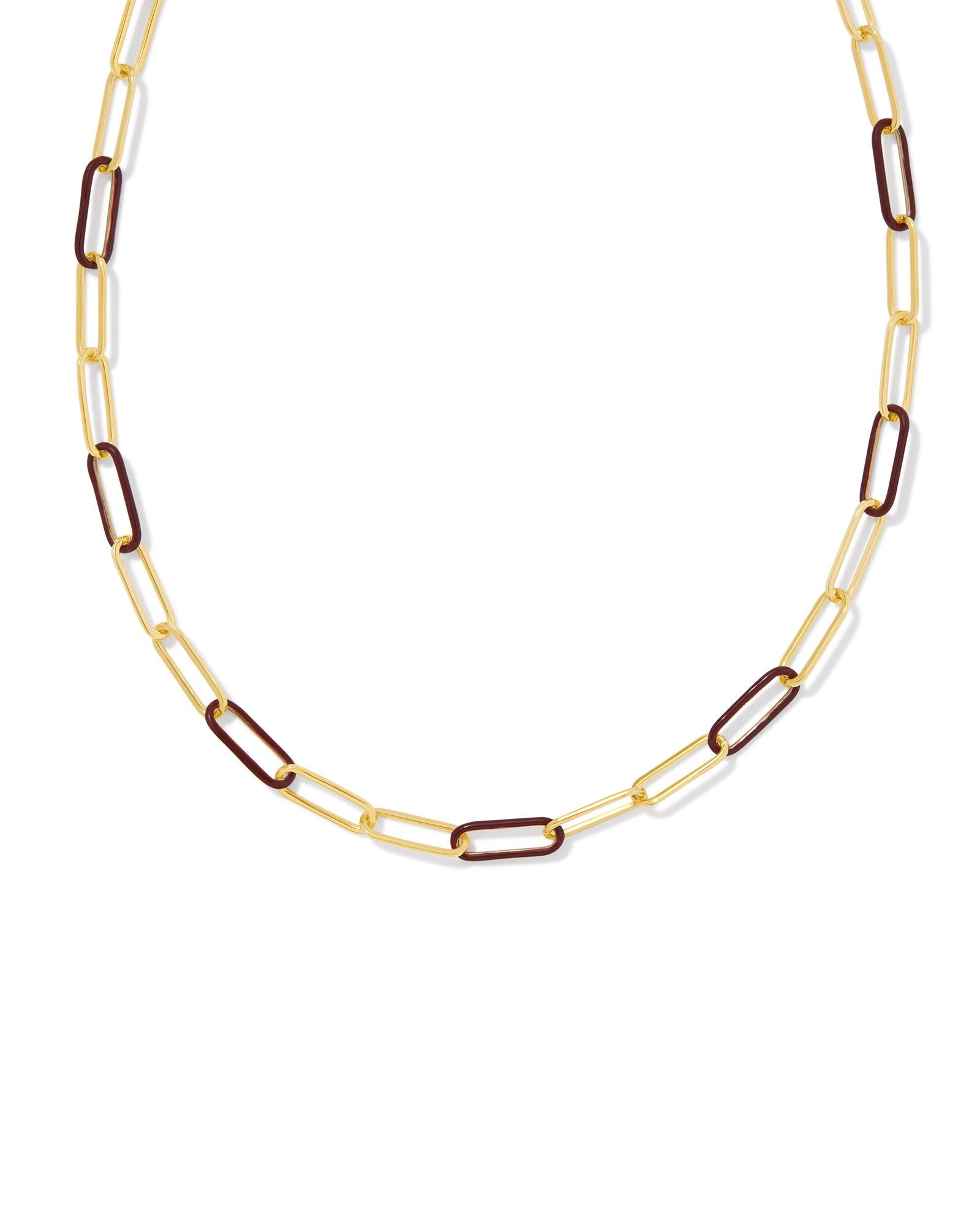 Kendra Scott Ainsley Convertible Chain Necklace Gold Burgundy Enamel-Necklaces-Kendra Scott-CR 07/31/24, FD 07/31/24, gameday, N00718GLD-The Twisted Chandelier