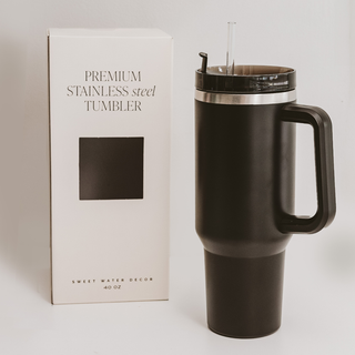 Black 40 oz Travel Tumbler - Home Decor & Gifts-Sweet Water Decor-The Twisted Chandelier