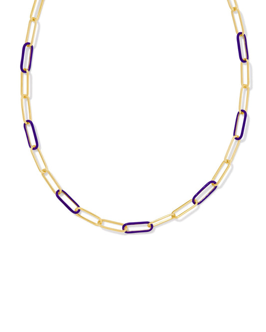 Kendra Scott Ainsley Convertible Chain Necklace Gold Purple Enamel-Necklaces-Kendra Scott-CR 07/31/24, FD 07/31/24, gameday, N00718GLD-The Twisted Chandelier