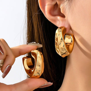 Hammered Gold-Tone Statement Hoops-JOSSLYN by wall to wall-80E62156-GOLD-The Twisted Chandelier