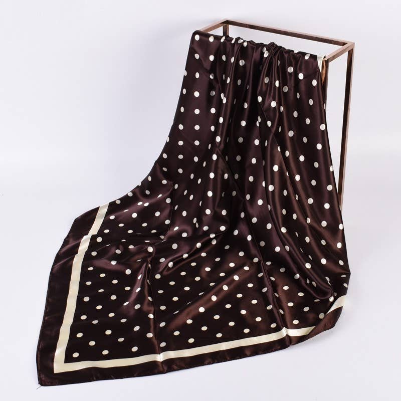 Large Polka Dot Print Bandana Scarf-JOSSLYN by wall to wall-40SC694-Brown-The Twisted Chandelier