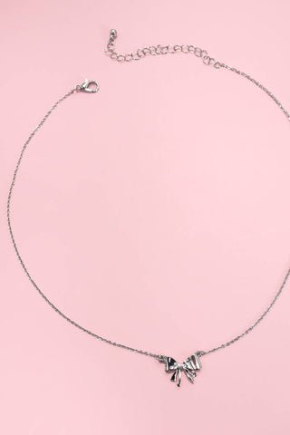 Gold Mini Bow Ribbon Necklace-Necklace-JOSSLYN by wall to wall-80N427-The Twisted Chandelier
