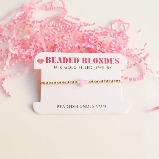 Pink Cross Bracelet-Beaded Blondes-The Twisted Chandelier