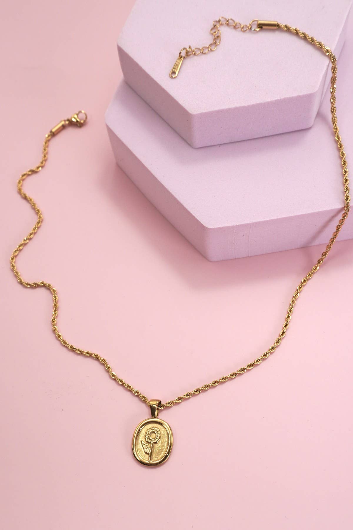 18K Stainless Steel Tarnish Free Rose Necklace-JOSSLYN by wall to wall-40NK9447-The Twisted Chandelier