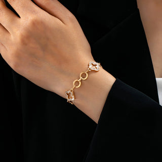 Pave Crystal Clover Link Bracelet With Toggle Clasp-Bracelet-JOSSLYN by wall to wall-80B1781-The Twisted Chandelier