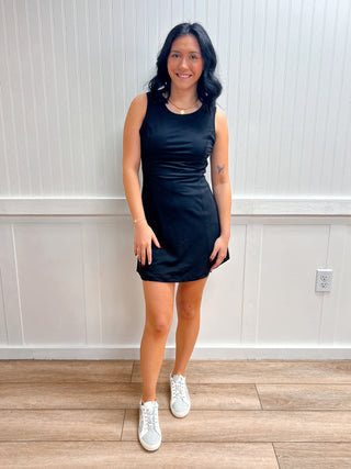Avery Sleeveless Cut-Out Workout Mini Dress with Built-In Shorts-Dress-Active Basic | Active USA-DJR-The Twisted Chandelier