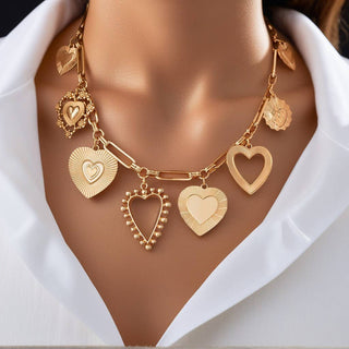 Charm Necklace Multi Bold Heart Charm Necklace-Necklace-JOSSLYN by wall to wall-40NK9583-The Twisted Chandelier