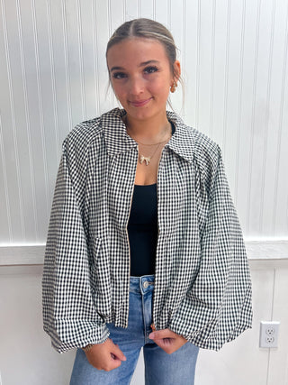 Greer Gingham Long Balloon Sleeves jacket