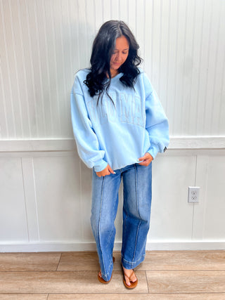 Lulu Mac Rory Sweatshirt - Light Blue-Top-Girlie Girl Originals-FD 09/16/26,NewArrival,Tops Collection-The Twisted Chandelier