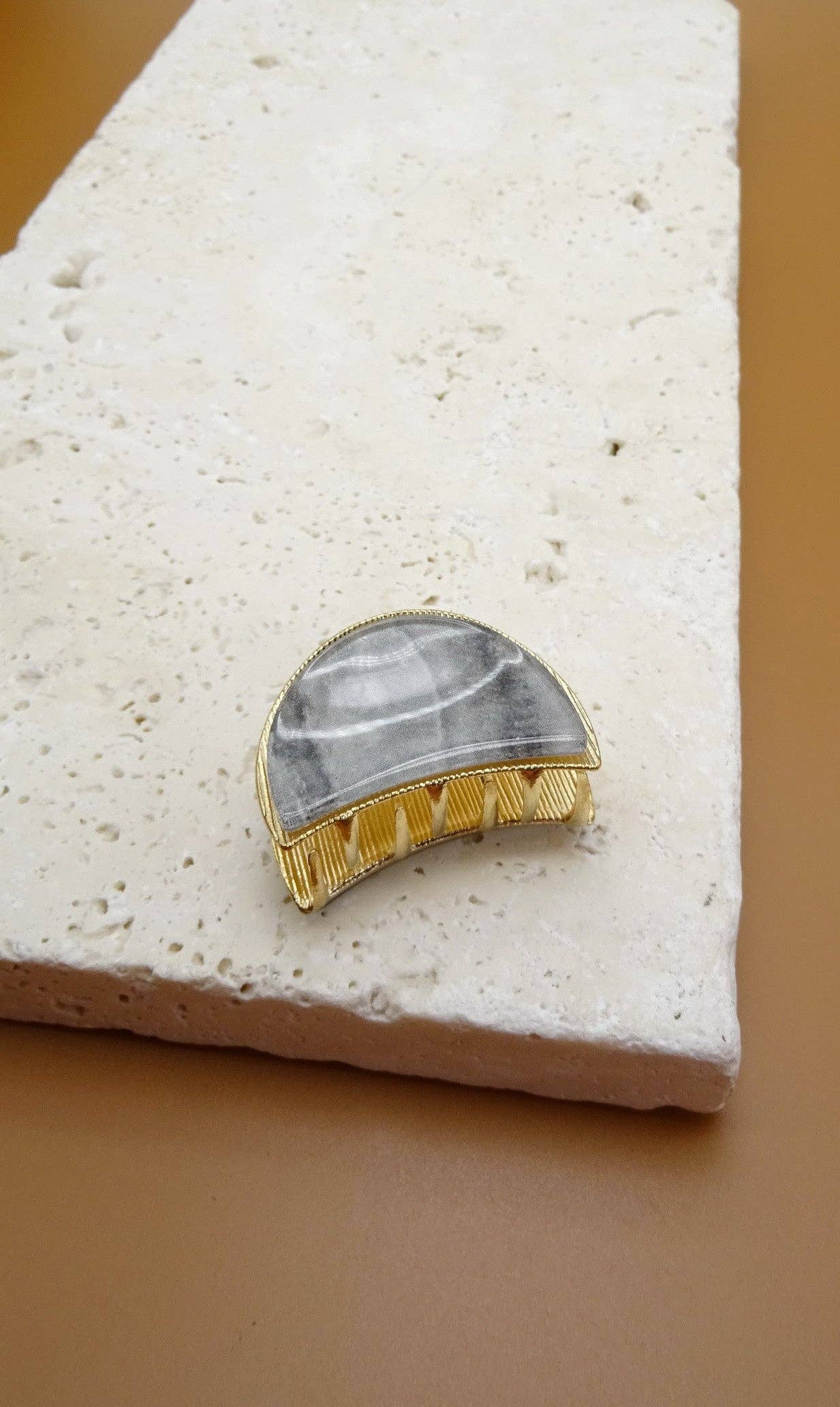 Half Moon Marble Hair Claw Clip-JOSSLYN by wall to wall-40H383-BLACK-The Twisted Chandelier