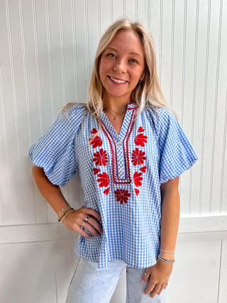 Ivy Plaid Flutter Sleeve Top-ENTRO-FD 05/14/26,RWB,Tops Collection-The Twisted Chandelier