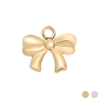 18K Gold PVD Stainless Steel Ribbon Bow Charm-Stainless Steel Charm-WJW-Gold-The Twisted Chandelier