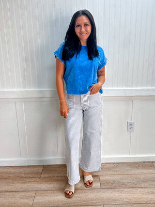 Hollis High Rise Patch Pocket Crop Striped Wide Leg Jeans-Pants-Lovervet by VERVET-bottoms,LV2292STR-The Twisted Chandelier
