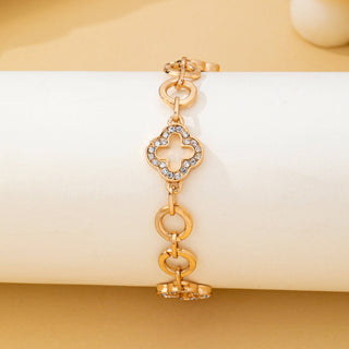 Pave Crystal Clover Link Bracelet With Toggle Clasp-Bracelet-JOSSLYN by wall to wall-80B1781-The Twisted Chandelier