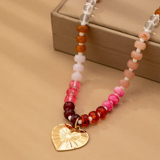 Multi Beaded Chain Heart Charm Necklace-Necklace-JOSSLYN by wall to wall-80N92630-The Twisted Chandelier