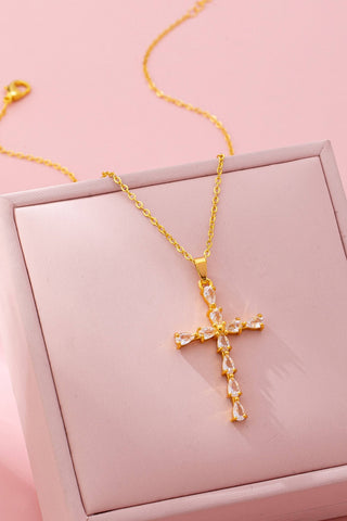Rainbow Crystal Cross Pendant Necklace-JOSSLYN by wall to wall-80N92816-The Twisted Chandelier