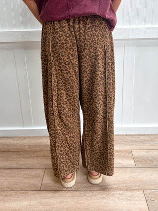 Mavis Leopard Print Seam Detail Barrel Pants