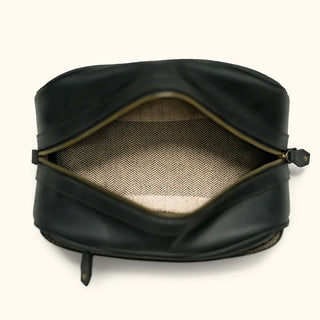 Black Leather Dopp Kit Travel Toiletry Bag-Bag-Immart Global LLC-Brandable,Men's-The Twisted Chandelier