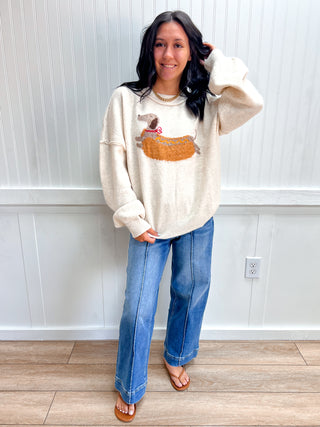 Dottie Hot Dog Graphic Sweater-Top-VERY J-12W3721N,Fall Favorites,FD 09/18/26,NewArrival,Tops Collection-The Twisted Chandelier