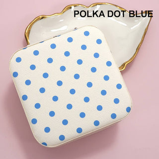 Designed Jewelry Organizer Travel Box Case-JOSSLYN by wall to wall-POLKA DOT BLUE-The Twisted Chandelier