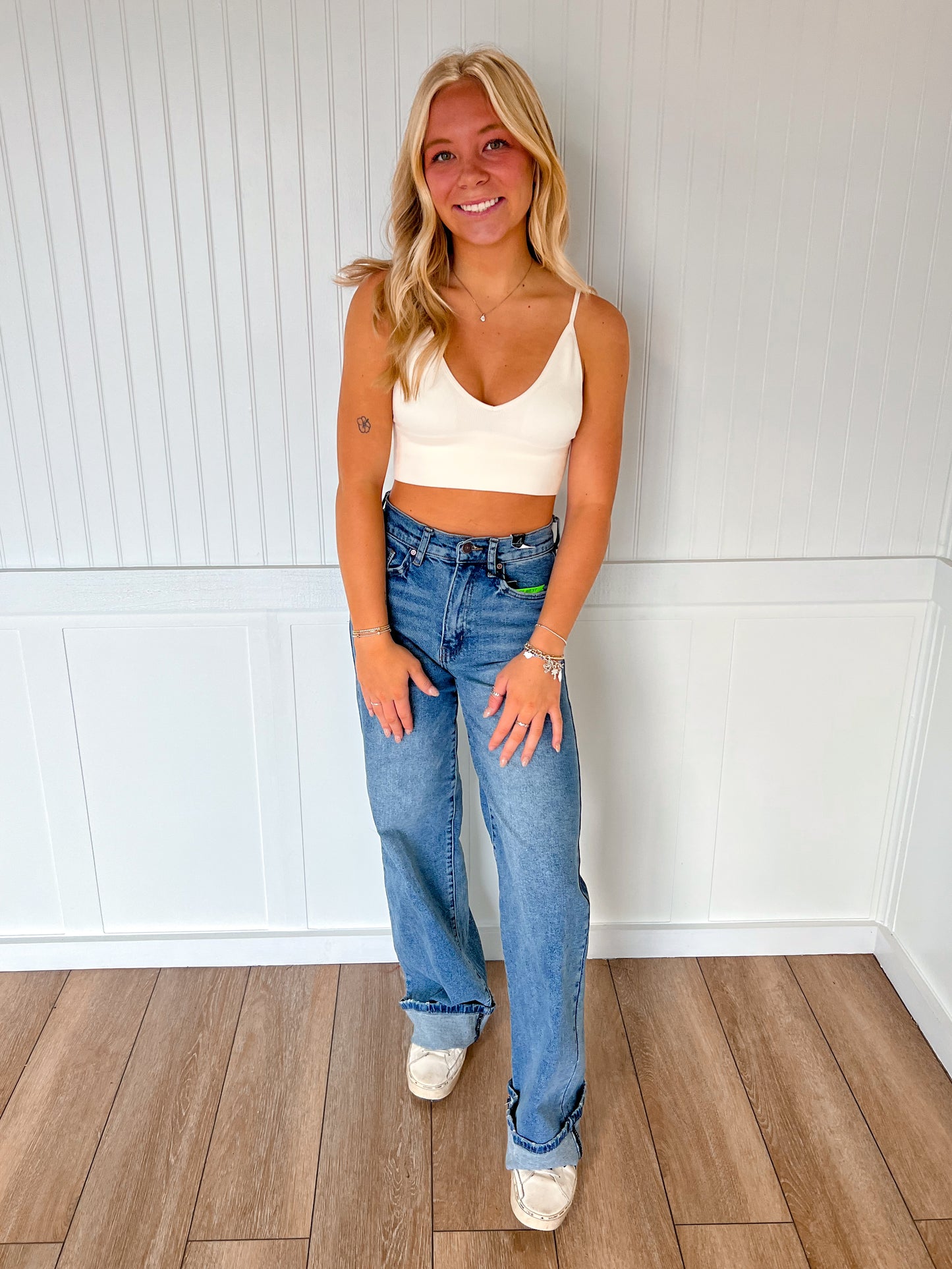 Emmie Seamless Ribbed Triangle Chest Spaghetti Strap Brami - Cream-By Together-Bin B5,FD 07/15/25,Tops Collection-The Twisted Chandelier