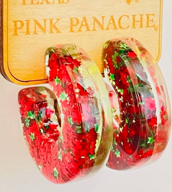 Pink Panache Christmas Hoop Earrings-Pink Panache Brands-Red-The Twisted Chandelier