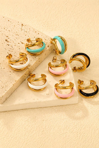 18K Stainless Steel Tarnish Free Enamel Hoop-Earrings-JOSSLYN by wall to wall-40E510-The Twisted Chandelier