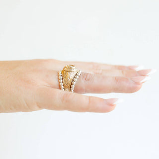 Lauren Beaded Band in Silver-Ring-Beaded Blondes-The Twisted Chandelier