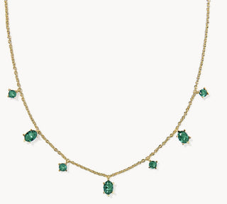 Kendra Scott Cailin Delicate Strand Necklace Gold Green Crystal-Necklace-Kendra Scott-N01345GLD-The Twisted Chandelier
