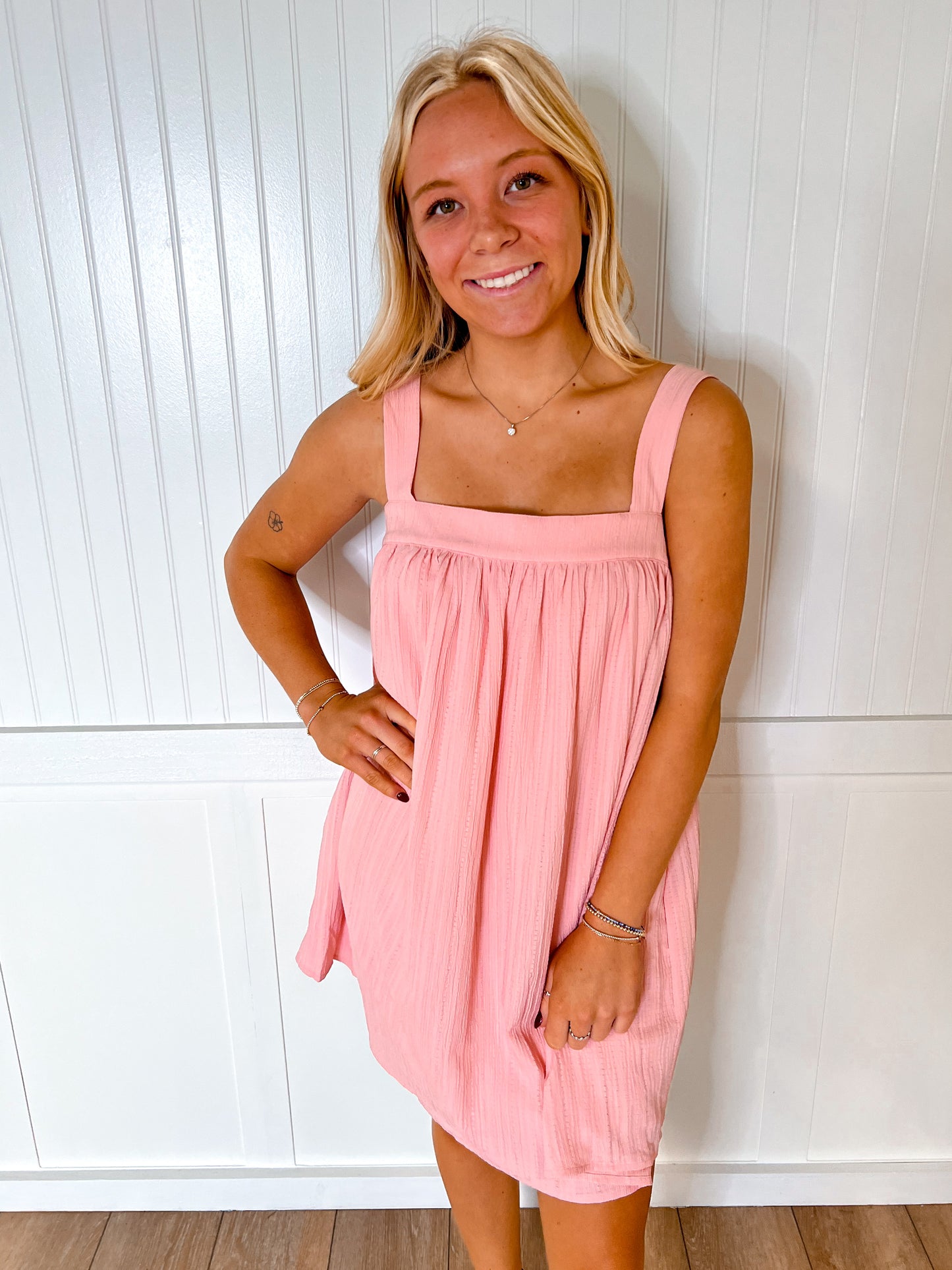 Alannah Crinkled Babydoll Mini Dress With Back Ribbon-Mini Dress-idem ditto-10/04/25,Bin b2,DJR,FD 04/01/25,OGP 59.99-The Twisted Chandelier