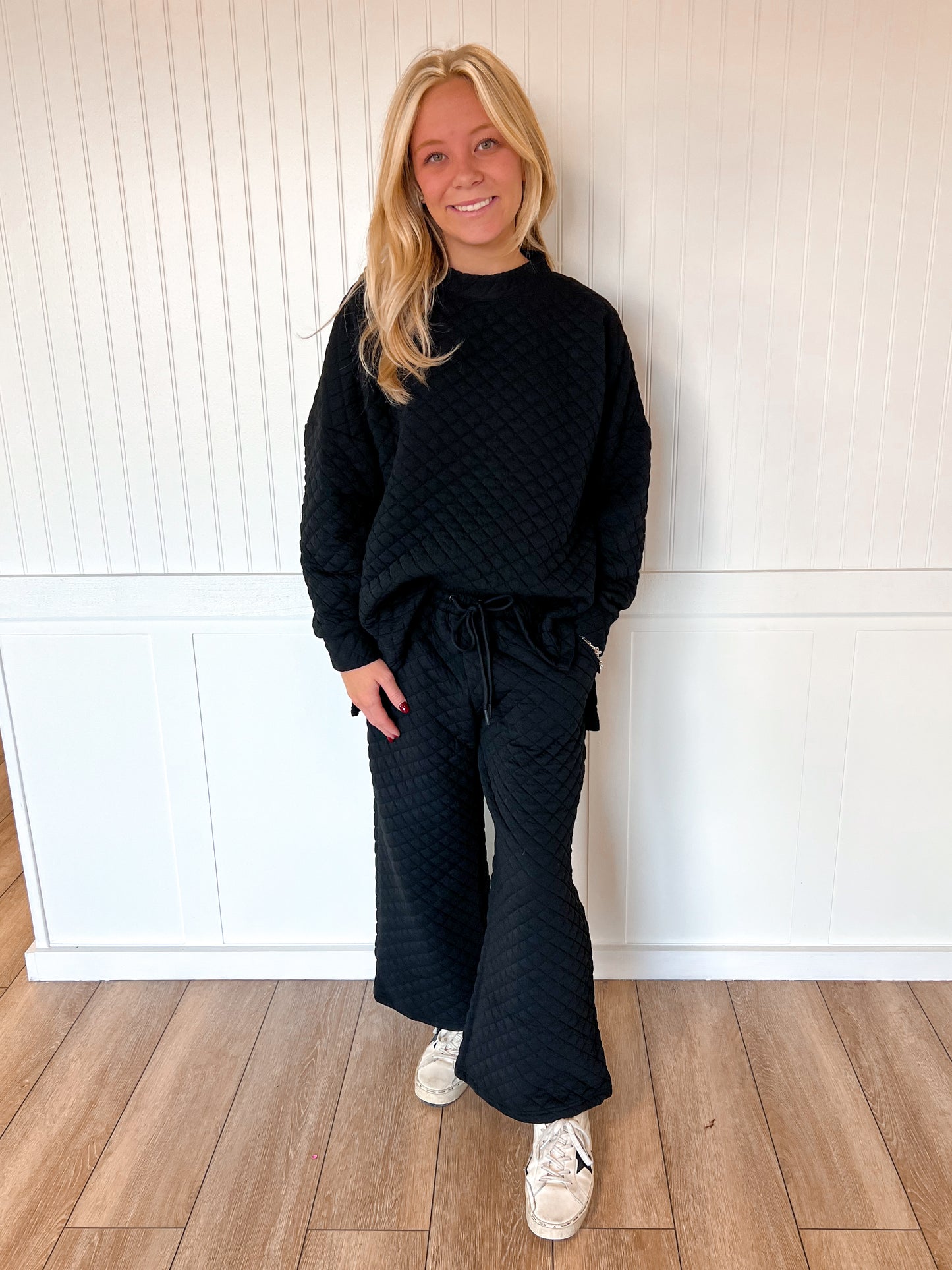 Karen Solid Warm Quilted Matching Set-BEESON RIVER-Medium-Black-The Twisted Chandelier