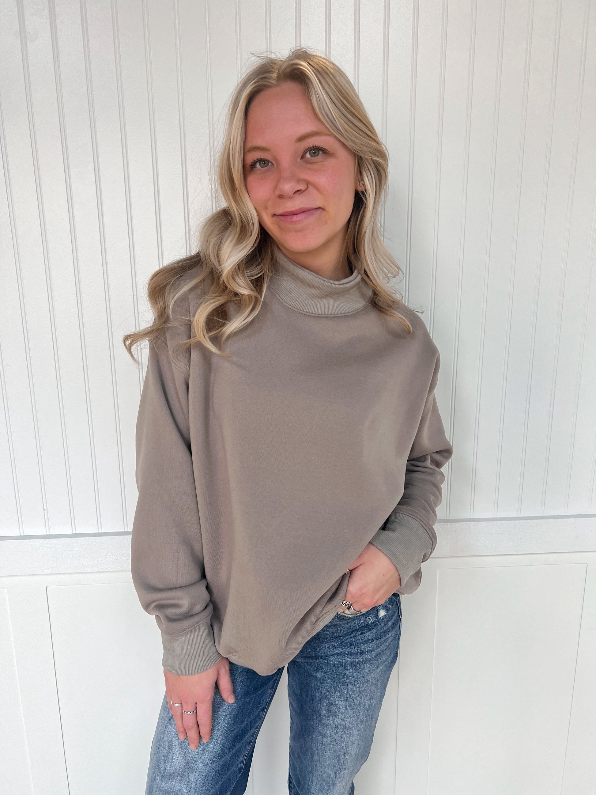 Sloane Oversized Mock Neck Top Sweatshirt-EmberLoom-FD 01/20/26-The Twisted Chandelier