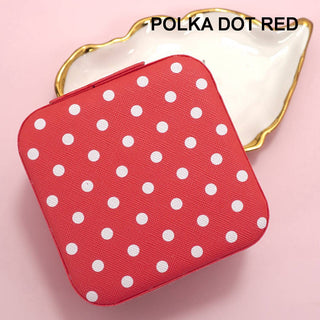Designed Jewelry Organizer Travel Box Case-JOSSLYN by wall to wall-POLKA DOT RED-The Twisted Chandelier
