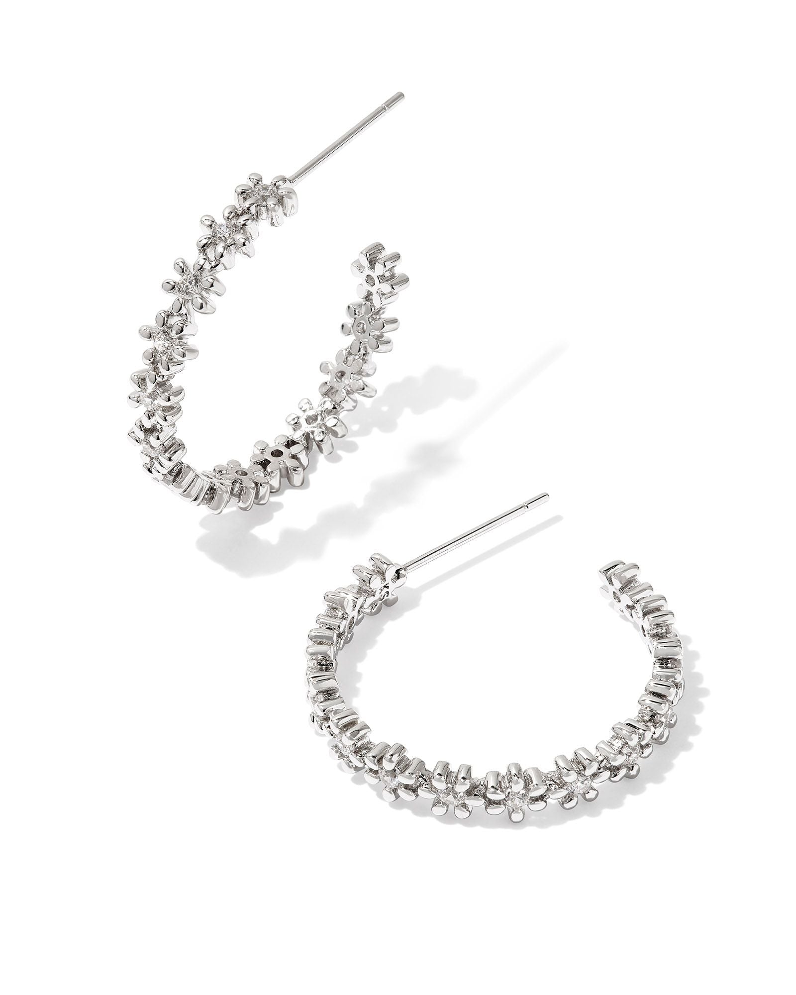 Kendra Scott Nydia Hoop Earrings Silver White Crystal-Earrings-Kendra Scott-E00516RHD, FD 07/05/34-The Twisted Chandelier