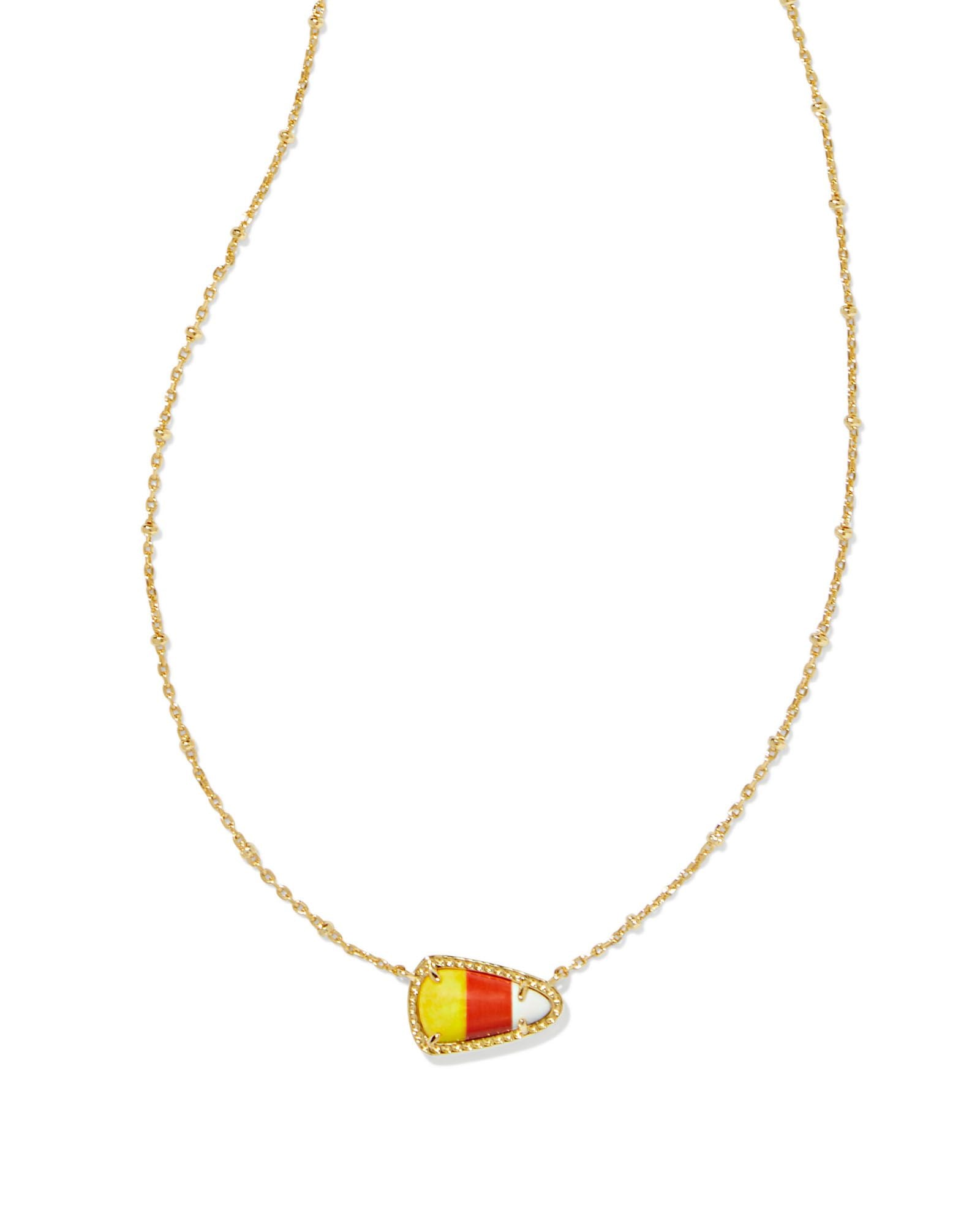 Kendra Scott Candy Corn Short Pendant Necklace Gold Candy Corn Magnesite-Necklaces-Kendra Scott-CR 09/05/24, FD 09/10/24, N00721GLD-The Twisted Chandelier