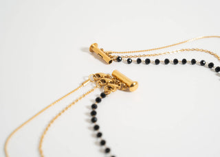 18K Gold PVD Stainless Steel 3 Row Layering Necklace Magnetic Clasp-WJW-The Twisted Chandelier