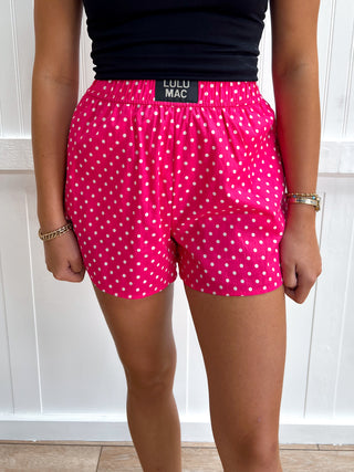 Bonnie Mini Polka Dot Boxer Shorts - Hot Pink