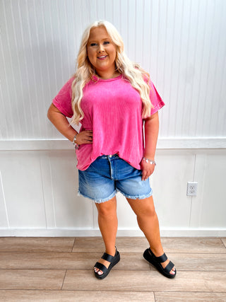 Maddie Medium Wash Denim Shorts-Shorts-Zenana-bottoms,FD 05/22/26-The Twisted Chandelier
