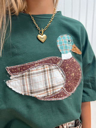 Faye Mallard Duck Patchwork Dolman Sleeve Knit Top