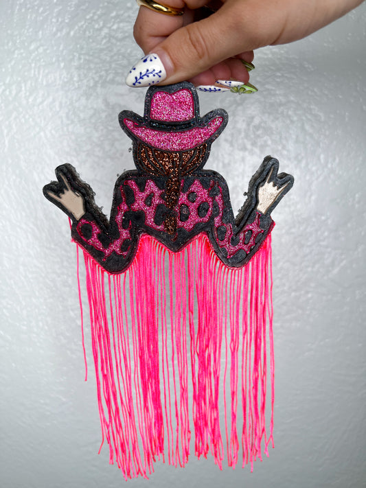 Cowprint Cowgirl fringe Freshie-Ginger & Lace-The Twisted Chandelier