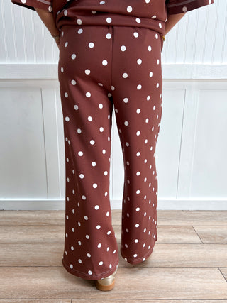Pippa Heavy Scuba Polka Dot Pants - Brown/White