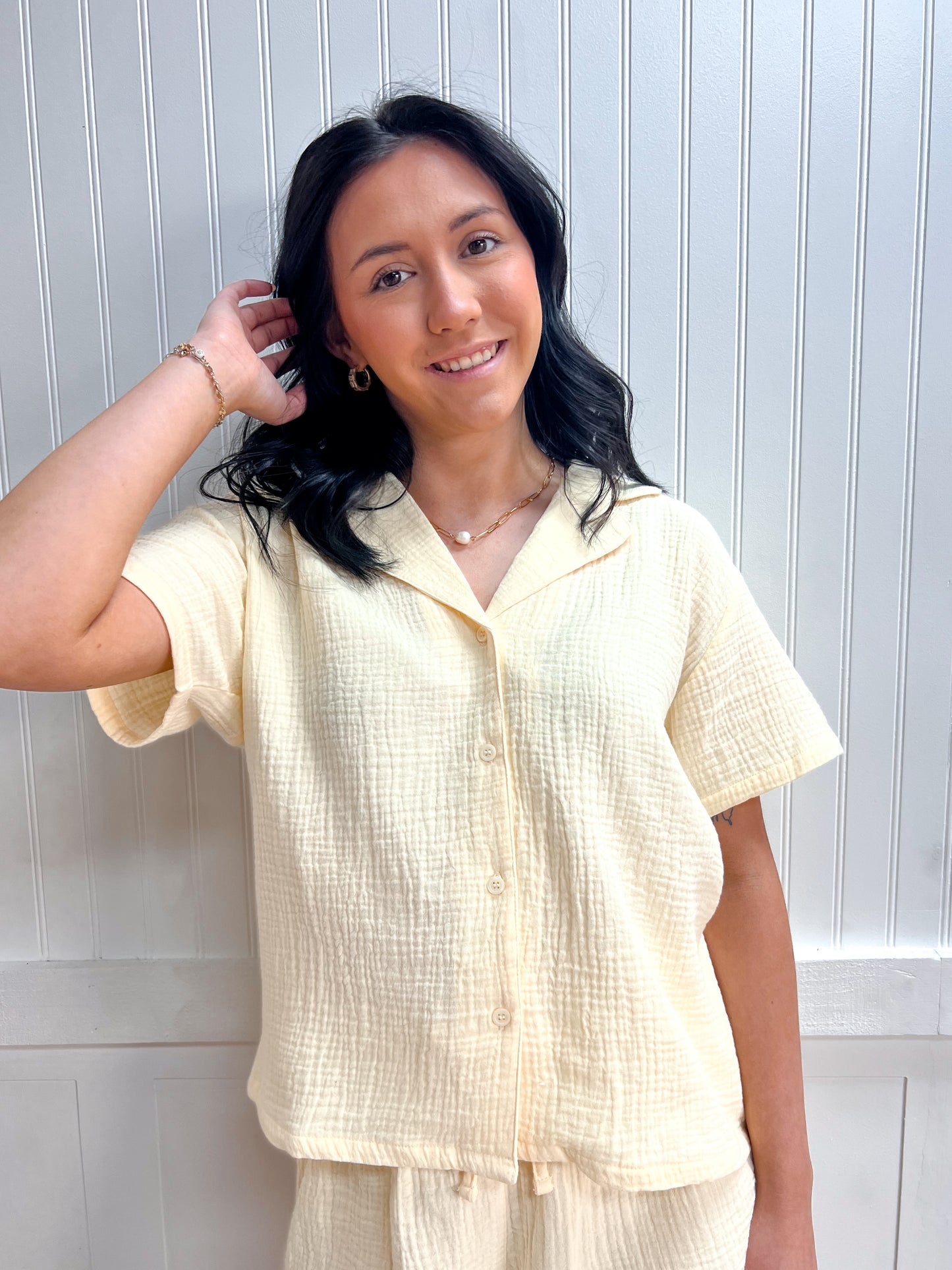 Blakely Short Sleeve Resort Collar Shirt & Waistband Shorts Set